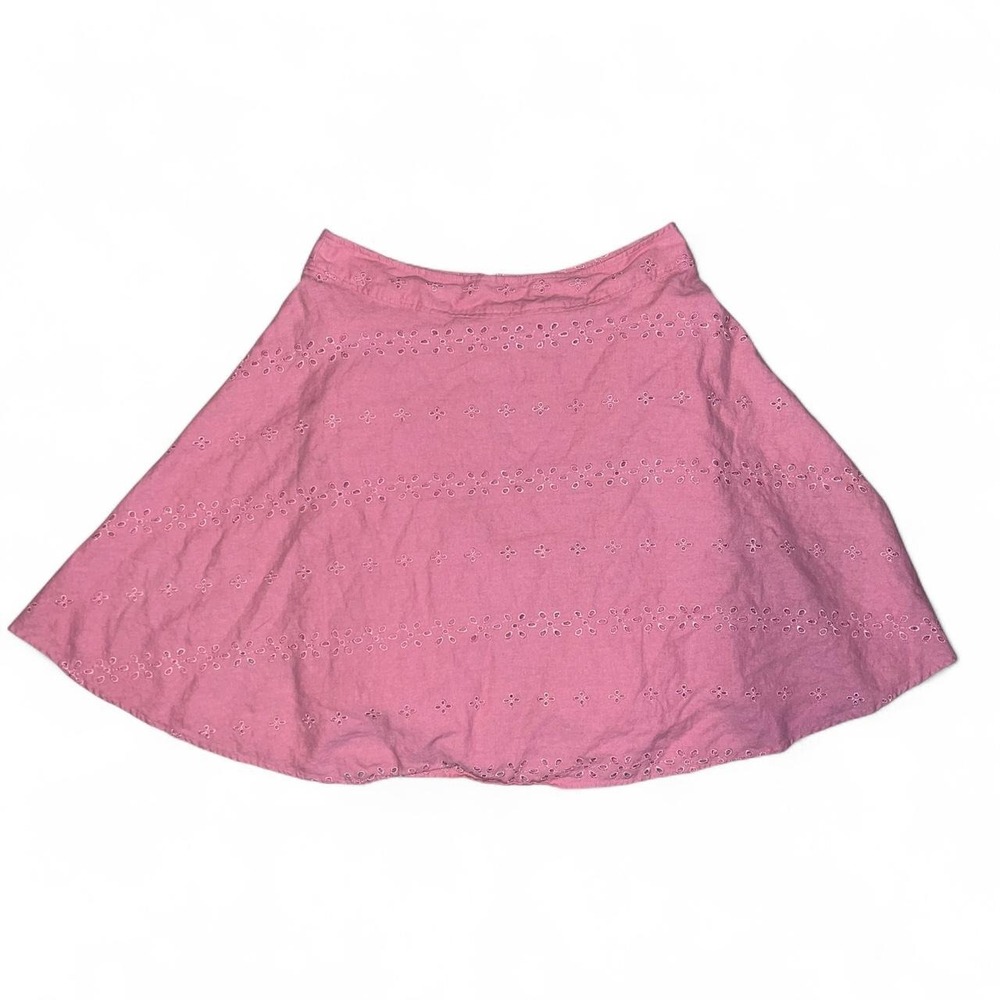 Nicole by Nicole Miller Pink Eyelet Embroidered A-Line Skirt Size 12 Y2K